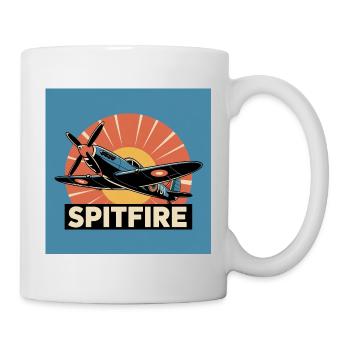 Spitfire Retro Aviation Print - Tasse - Weiß - Rechts