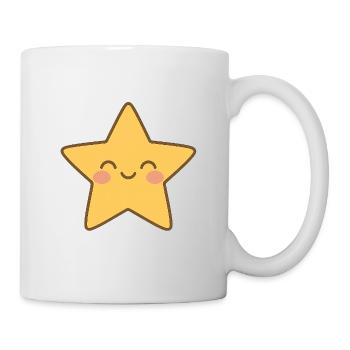 Kawaii Gelber Stern Lächeln - Tasse - Weiß - Rechts