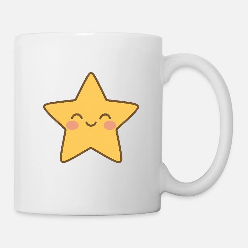 Kawaii Yellow Star Smile - Mug - white