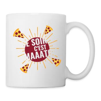 Heute Abend ist es Maatch Pizza - Tasse - Weiß - Rechts