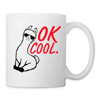 OK Cool Lama Sonnenbrille Sitzend Lustig Frech - Tasse - Weiß - Rechts