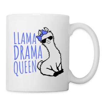 Lama Drama Queen Cool Sonnenbrille Sitzend Lustig - Tasse - Weiß - Rechts