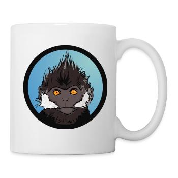 Singe Bleu Badge Illustration - Mug blanc - blanc - Droite