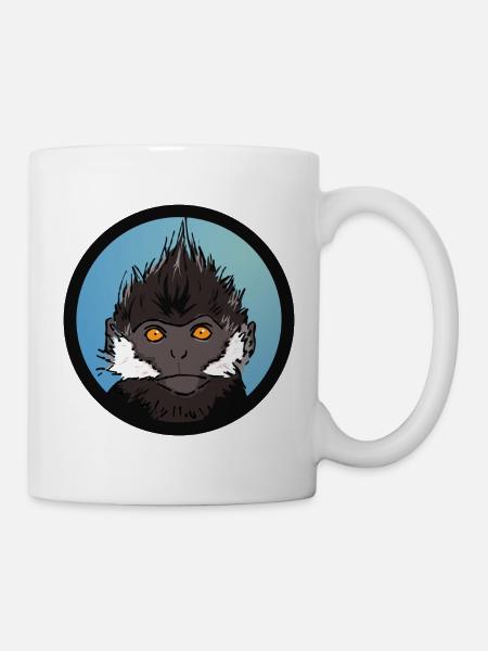 Singe Bleu Badge Illustration - Mug blanc - blanc