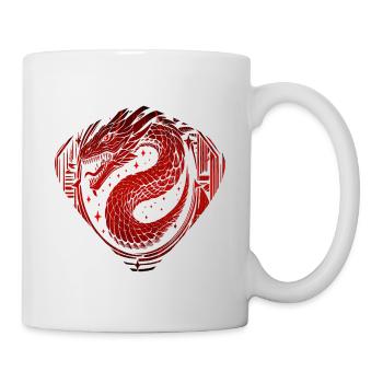 Roter Yin-Yang-Wirbel - Tasse - Weiß - Rechts