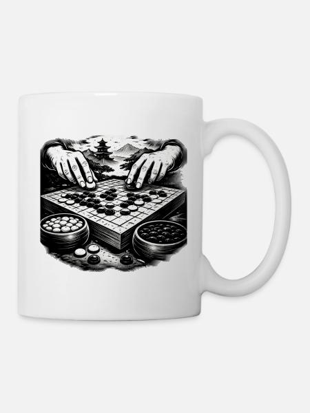 Go Brettspiel – Zen Strategie Illustration - Tasse - Weiß