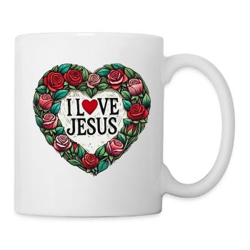 I Love Jesus Floral Heart - Mug - white - Right