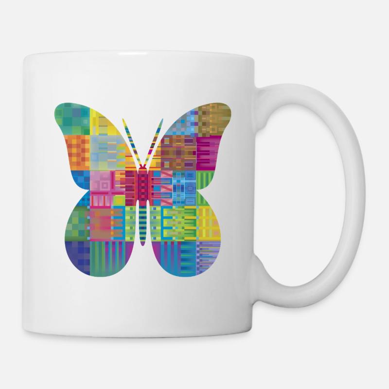 Papillon coloré en patchwork - Mug blanc - blanc
