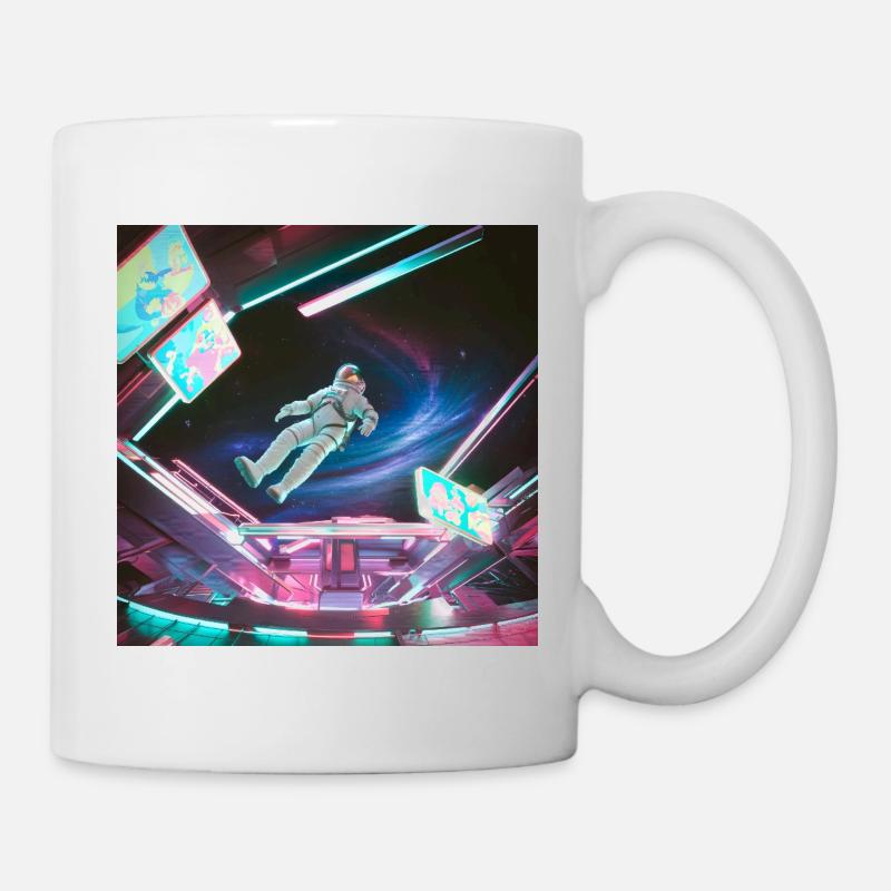 Weltraum Arcadischer Raumanzug - Neon - Tasse - Weiß