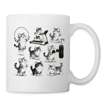 Retro Fitness Cat – Vintage Gym Deadlift - Mug - white - Right