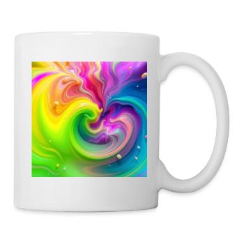 Farbwirbel Neon Regenbogen - Tasse - Weiß - Rechts