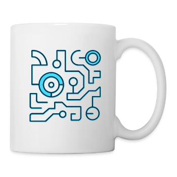 Neon Circuit Blau Linien - Tasse - Weiß - Rechts