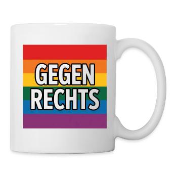 Gegen Rechts - Antifa Regenbogen Tee - Tasse - Weiß - Rechts