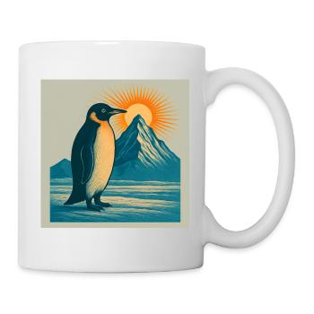 Pinguin im Sonnenaufgang am Bergmeer - Tasse - Weiß - Rechts