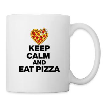 KEEP CALM AND EAT PIZZA, PIZZA JUNKIE GESCHENK 🍕 - Tasse - Weiß - Rechts