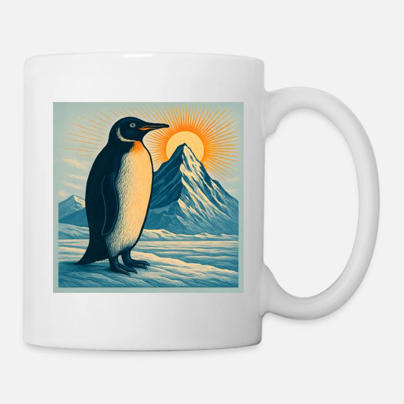 Penguin Sonnenaufgang über Eisbergen - Mug - white