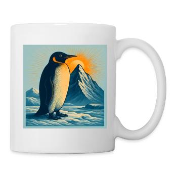 Polar beach penguin at sunrise - Mug - white - Right