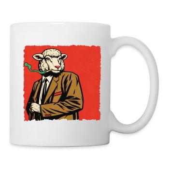 Lamm im Anzug mit Pfeife - Tasse - Weiß - Rechts