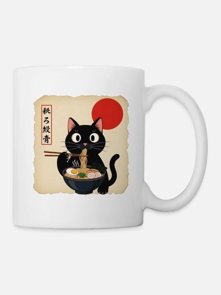 Katzensuppe mit roter Sonne - Tasse - Weiß