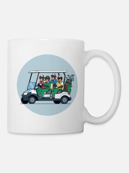 Golftruppe im Golfwagen - Tasse - Weiß