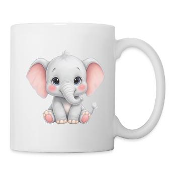 Dessin animé câlin bébé éléphant - Mug blanc - blanc - Droite