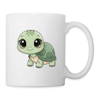 Mintgrüne Kuschelturtle - Tasse - Weiß - Rechts