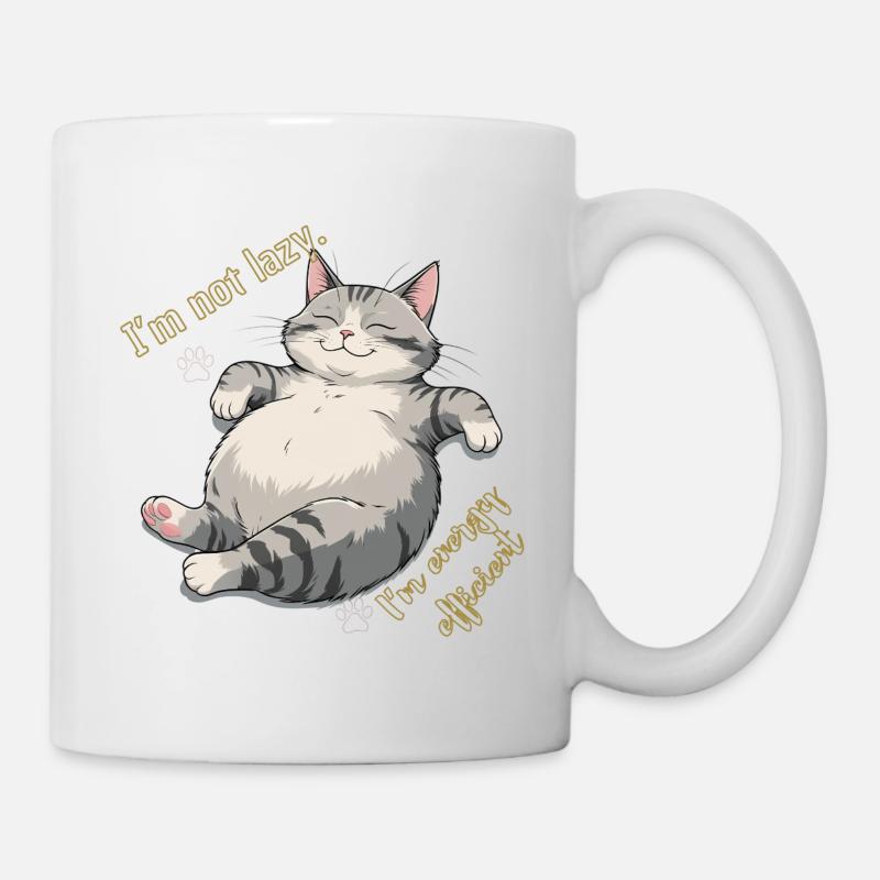 Energie-Sparkatze: Cozy Lounge - Tasse - Weiß