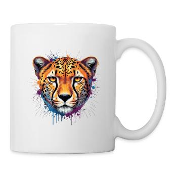 Bunter Leopard – Moderne Tier Illustration - Tasse - Weiß - Rechts