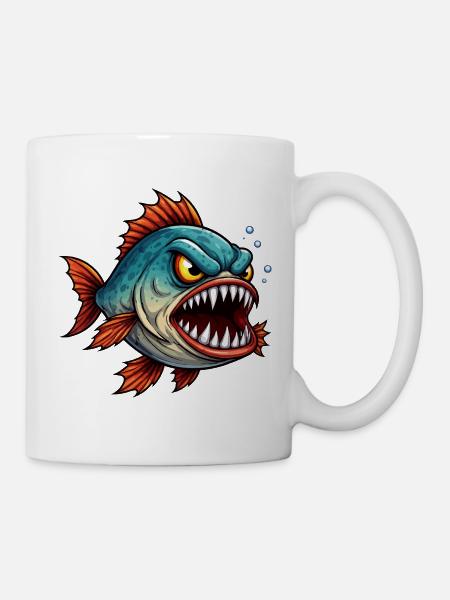 Piranha Tiefseejäger - Tasse - Weiß