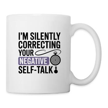 Hypnotiseur corrige silencieusement son discours intérieur négatif - Mug blanc - blanc - Droite