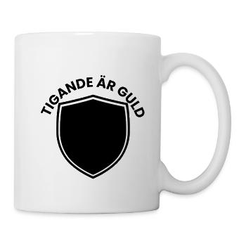 Schildemblem mit gebogenem Text - Tasse - Weiß - Rechts