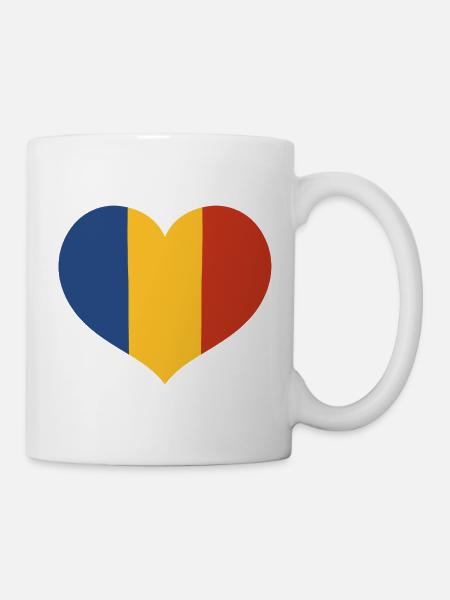 Rumänisches Flaggenherz - Tasse - Weiß
