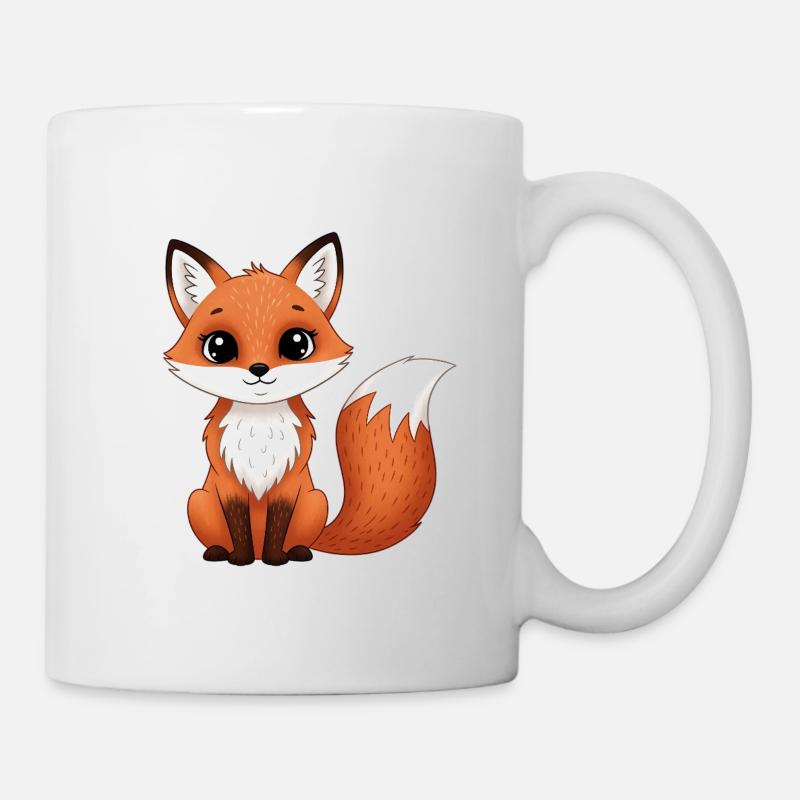 Cute fox in cartoon style - Mug - white
