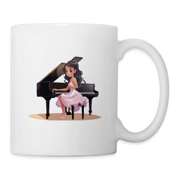Diva du piano en robe rose - Mug blanc - blanc - Droite