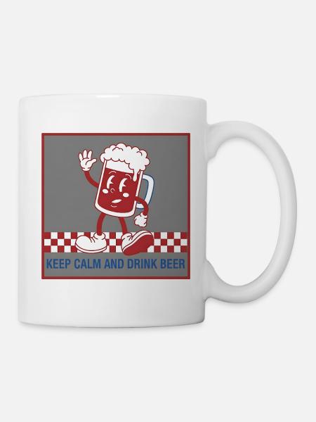 Keep Calm Bierkarikatur - Tasse - Weiß