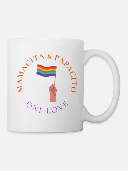 One Love Pride Flagge Umarmung - Tasse - Weiß