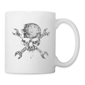 Grunge Schädel mit Werkzeugen - Tasse - Weiß - Rechts