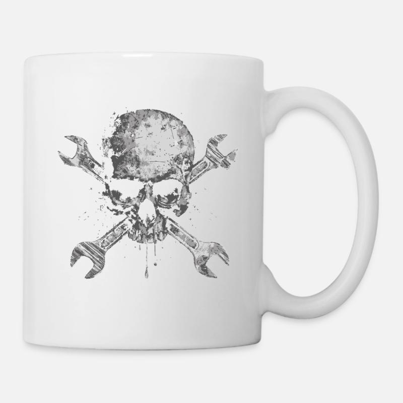 Grunge Skull with Tools - Mug - white