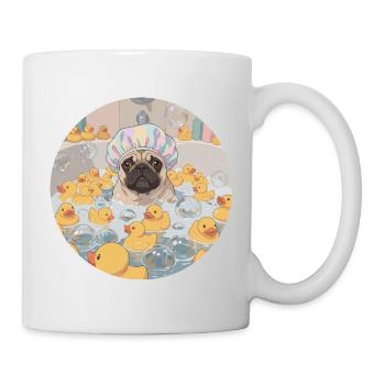 Mopps im Seifenblasenbad - Tasse - Weiß - Rechts