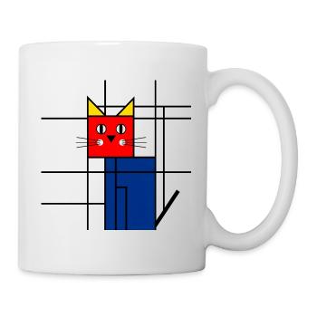 Art abstrait du chat - Mondrian géométrique - Mug blanc - blanc - Droite