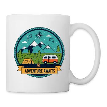 Badge de camping d’aventure en pleine nature - Mug blanc - blanc - Droite