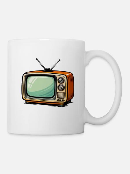 Retrofernseher Tv Cartoon - Tasse - Weiß