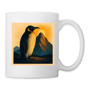 Sonnenpinguin am Bergpanorama - Tasse - Weiß - Rechts