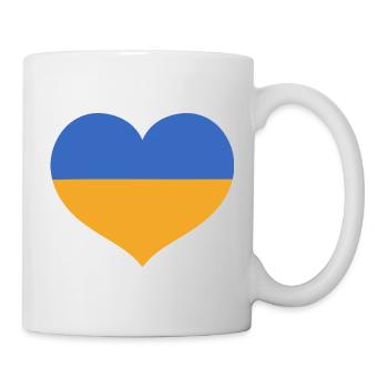 Flaggenherz in den Farben der Ukraine - Tasse - Weiß - Rechts