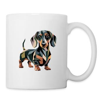 Geometrischer Dackelhund - Tasse - Weiß - Rechts