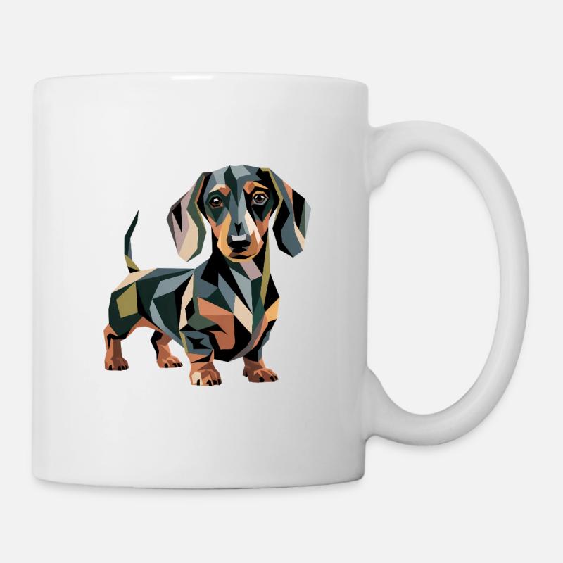 Geometrischer Dackelhund - Tasse - Weiß