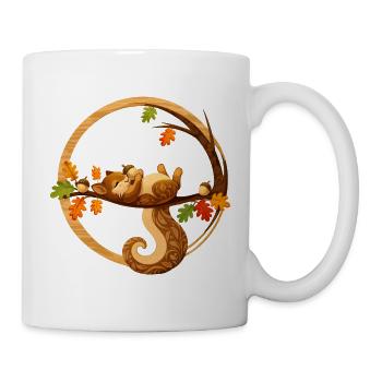 Schlafendes Eichhörnchen im Herbstkreis   - Tasse - Weiß - Rechts