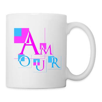 Geometric Love | Modern Pink & Blue Design - Mug - white - Right