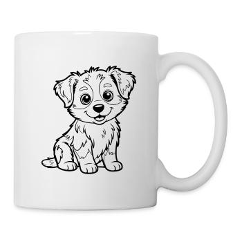 Kuscheliger Hundeblick Lineart - Tasse - Weiß - Rechts