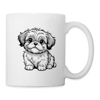 Shaggy Puppy Cartoon Gray - Mug - white - Right